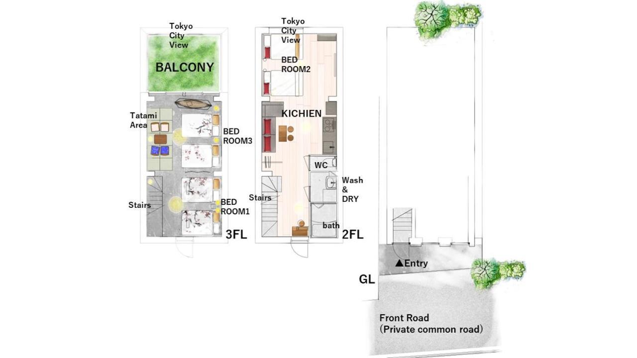 Shibuyayoyogi Shinjuku 8psn 70sqm New Maisonette Appartement *